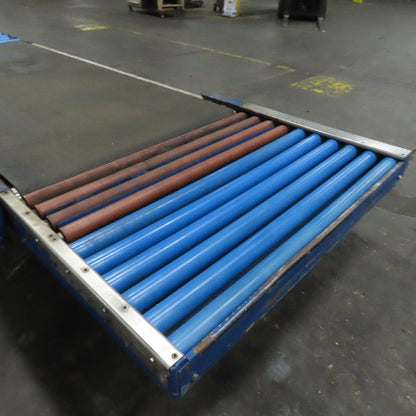43" Wide 176-1/2" OAL Stainless Slider Belt Gravity Roller Hybrid Conveyor 13FPM