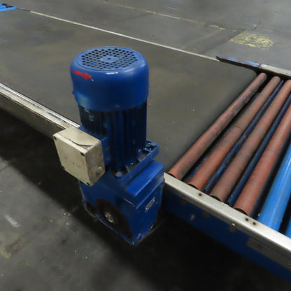 43" Wide 176-1/2" OAL Stainless Slider Belt Gravity Roller Hybrid Conveyor 13FPM