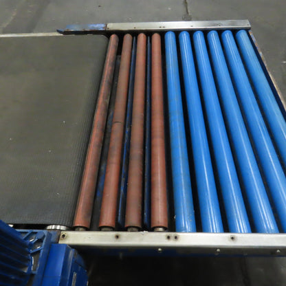 43" Wide 176-1/2" OAL Stainless Slider Belt Gravity Roller Hybrid Conveyor 13FPM