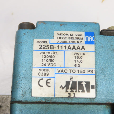 Watts R75-02CG Pneumatic Regulator W/MAC 225B-111AAAA Solenoid 120V
