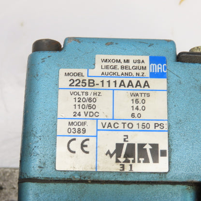 Watts R75-02CG Pneumatic Regulator W/MAC 225B-111AAAA Solenoid 120V