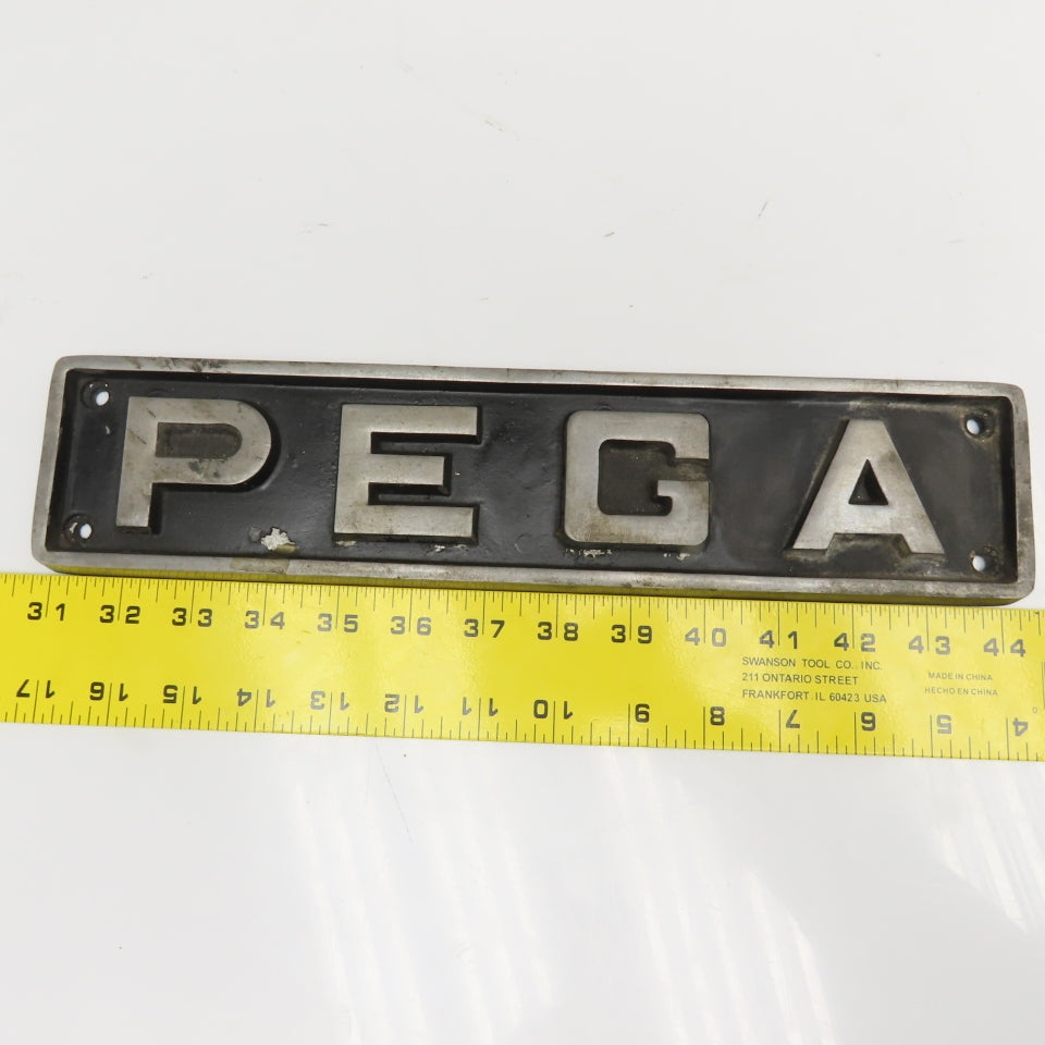 Amada PEGA Cast Aluminum Machine Name Plate 13-1/2" x 3"