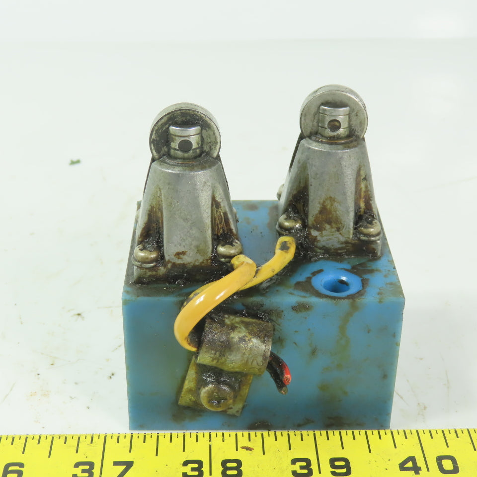 2 Limit Switch Plunger Head Mounted on Nylon Block
