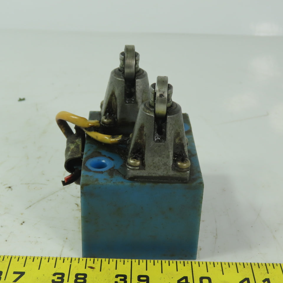 2 Limit Switch Plunger Head Mounted on Nylon Block