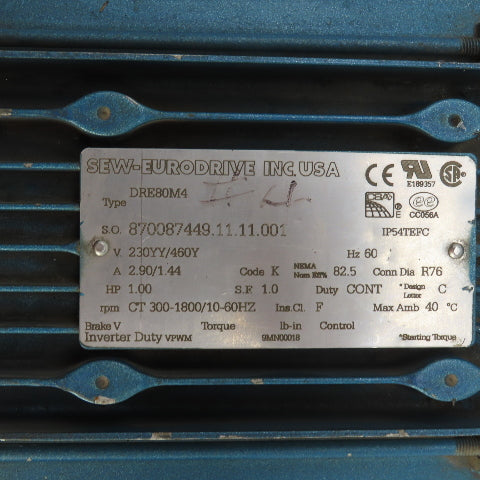Sew-Eurodrive SA57DRE80M4 47.32 Ratio Left Hand Gear Reducer 1398 Torq 38RPM 3PH