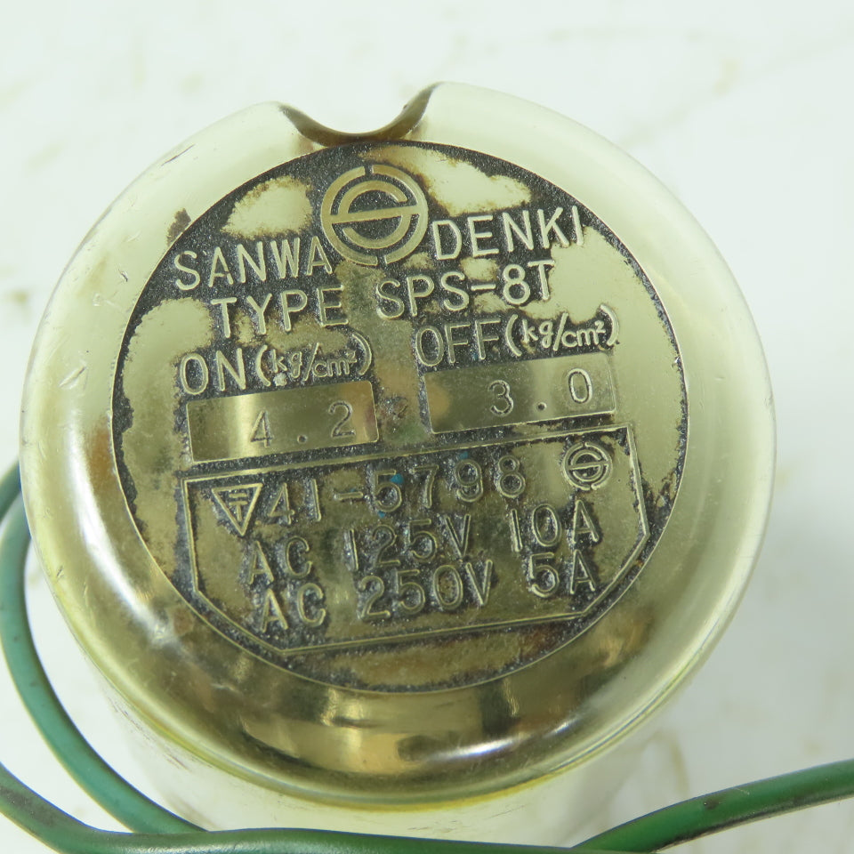 SANWA DENKI SPS-8T Pressure Vacuum Switch On 4.2 Off 3.0 125/250V
