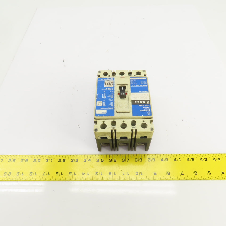 Westinghouse HFD3045 45A Industrial Circuit Breaker 3 Pole 600VAC 250VDC