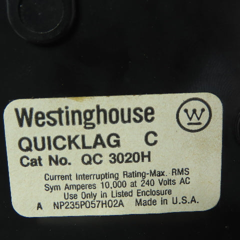 Westinghouse QC 3020H & QC 3015H 15A & 20A 3 Pole Circuit Breaker