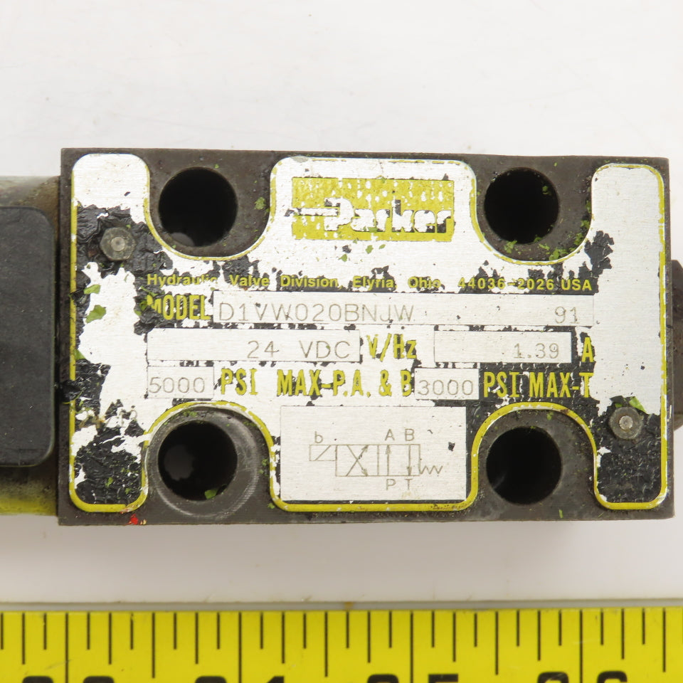 Parker D1VW020BNJW 4/2 Hydraulic Directional Control Valve 24VDC Coil 5000PSI