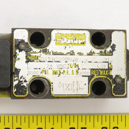 Parker D1VW020BNJW 4/2 Hydraulic Directional Control Valve 24VDC Coil 5000PSI