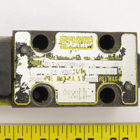 Parker D1VW020BNJW 4/2 Hydraulic Directional Control Valve 24VDC Coil 5000PSI