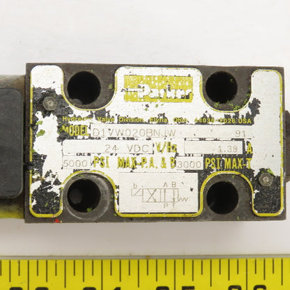 Parker D1VW020BNJW 4/2 Hydraulic Directional Control Valve 24VDC Coil 5000PSI