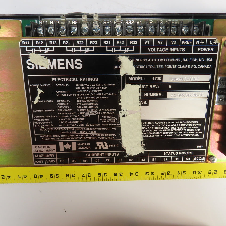 Siemens 4700-BDRMC3-13HN 4700 Electronic Power Metering Package W/Manual