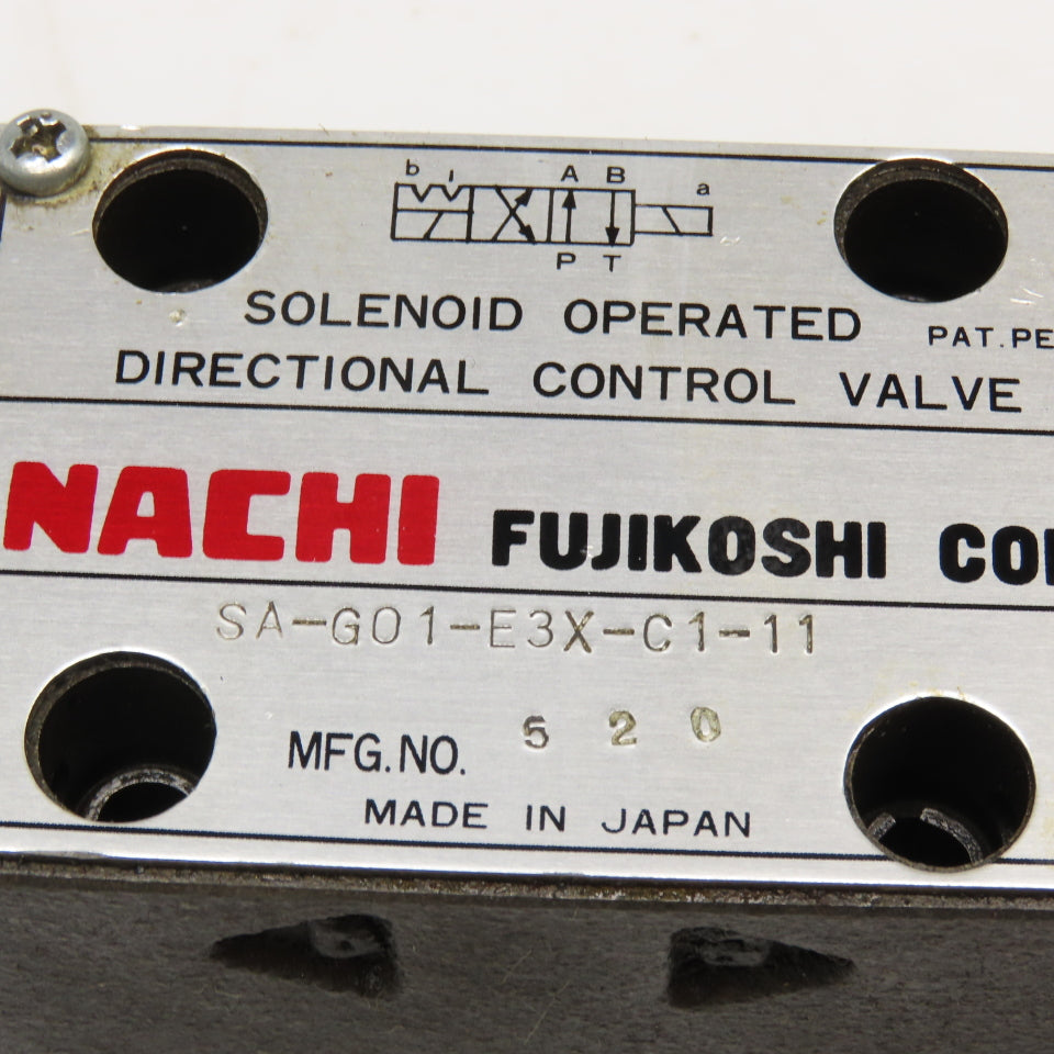 Nachi SA-G01-E3X-C1-11 4/2 Position Single Solenoid Hydraulic Valve 110V Coil