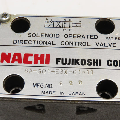 Nachi SA-G01-E3X-C1-11 4/2 Position Single Solenoid Hydraulic Valve 110V Coil