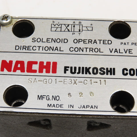Nachi SA-G01-E3X-C1-11 4/2 Position Single Solenoid Hydraulic Valve 110V Coil
