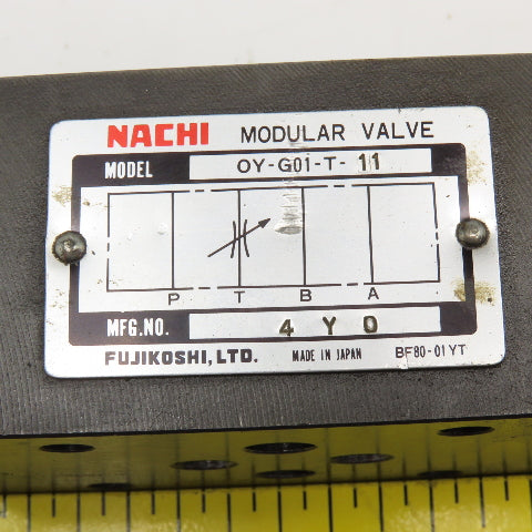 Nachi OY-G01-T-11 Flow Regulator Modular Stack Sandwich Valve