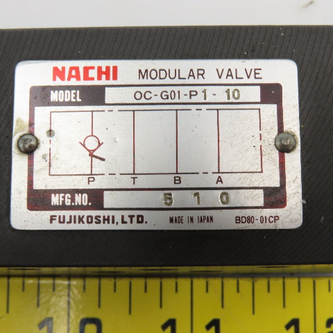 Nachi OC-G01-P1-10 Hydraulic Modular Check Valve