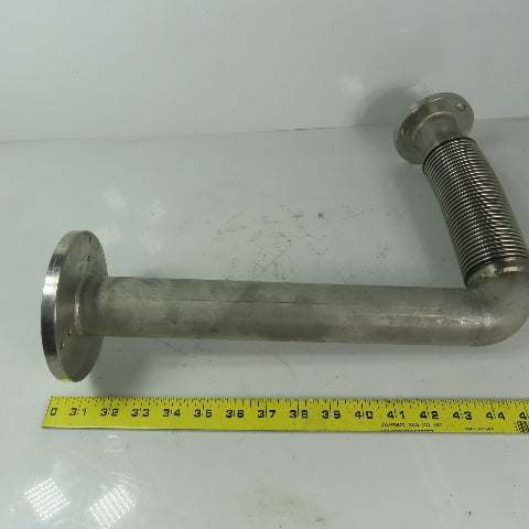 Fanuc C1000 44mm ID Flanged 90° Stainless Steel Cooling Duct Tube W/Bellows