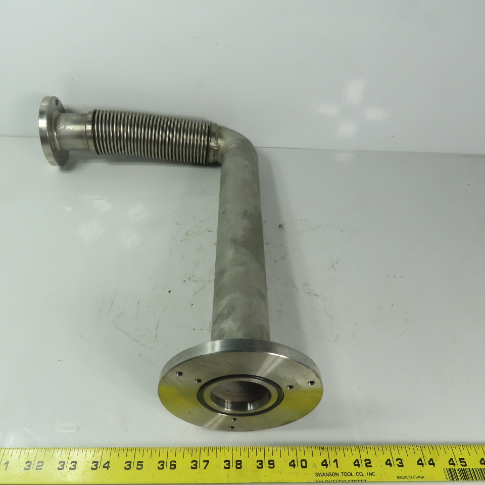 Fanuc C1000 44mm ID Flanged 90° Stainless Steel Cooling Duct Tube W/Bellows