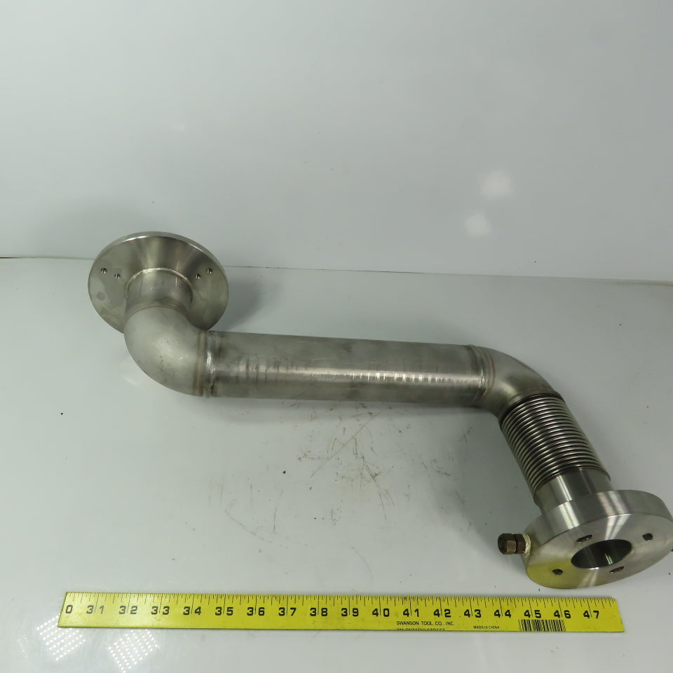 Fanuc C1000 61mm ID Flanged 90° Stainless Steel Cooling Duct Tube W/Bellows