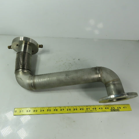 Fanuc C1000 61mm ID Flanged 90° Stainless Steel Cooling Duct Tube W/Bellows
