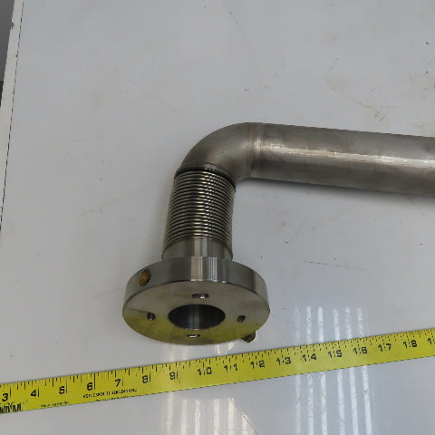 Fanuc C1000 61mm ID Flanged 90° Stainless Steel Cooling Duct Tube W/Bellows