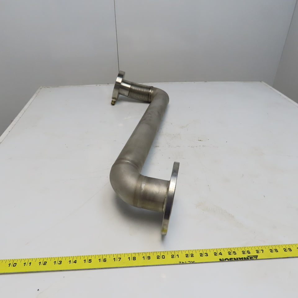 Fanuc C1000 61mm ID Flanged 90° Stainless Steel Cooling Duct Tube W/Bellows