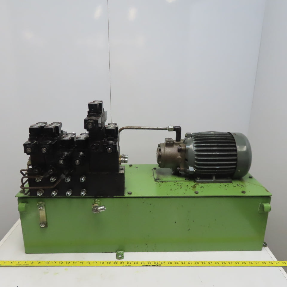 2HP 19 Gallon Hydraulic Power Unit 220/380V 50Hz 3Ph W/Valves VK1F-1AM-2401 Pump
