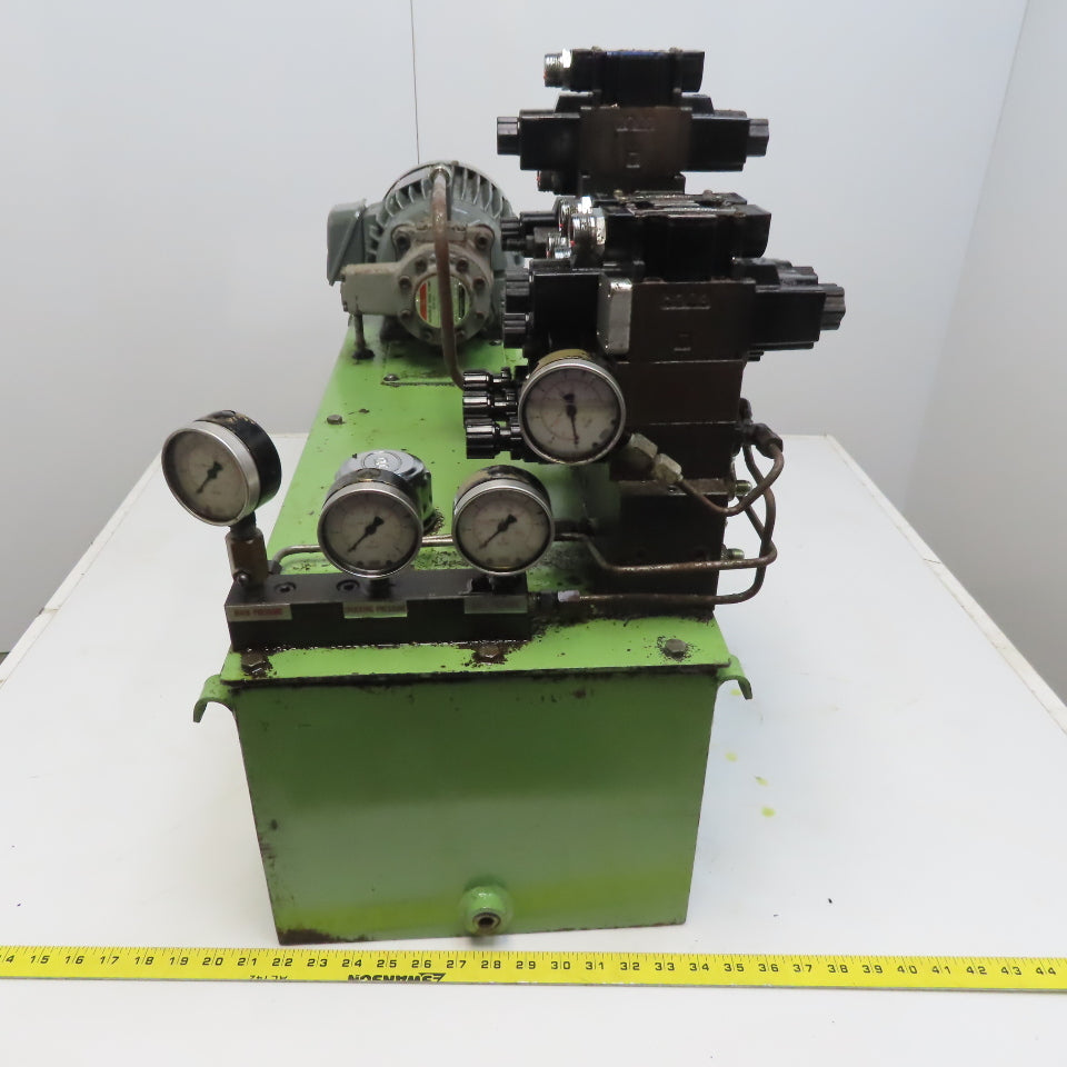 2HP 19 Gallon Hydraulic Power Unit 220/380V 50Hz 3Ph W/Valves VK1F-1AM-2401 Pump