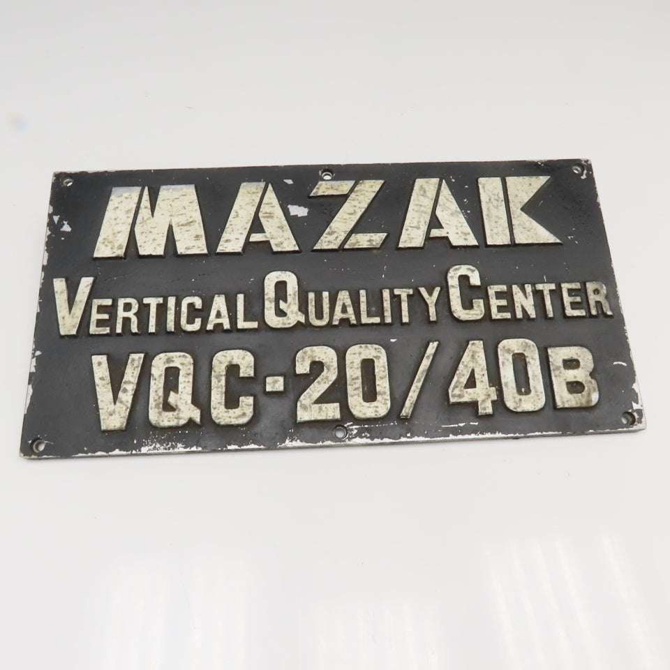 Mazak 19-3/4" x 10" Cast Aluminum Machine Vertical Quality Center VQC-20/40B