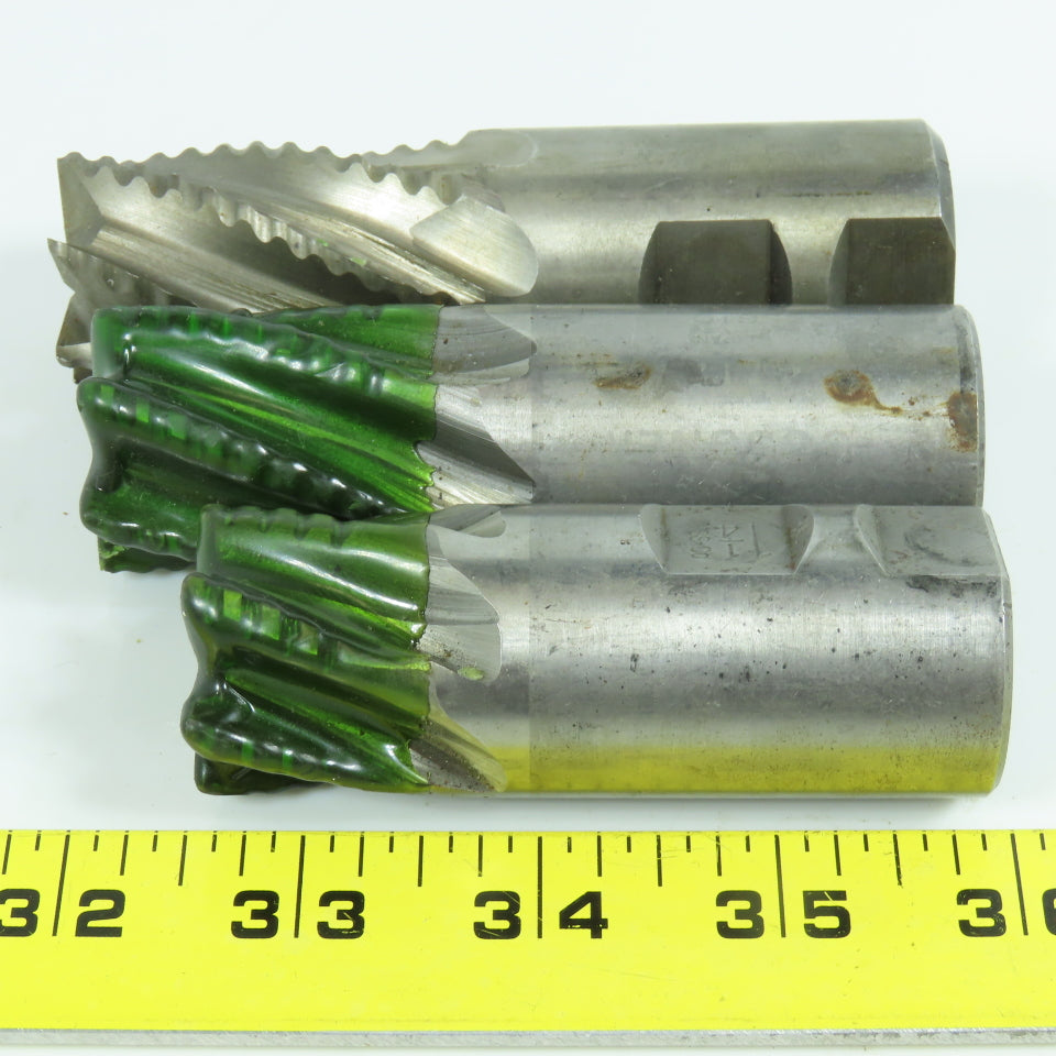 Resharpened 1-1/4" Square End Mill 5 Flute 1-1/4" Shank Lot of 3