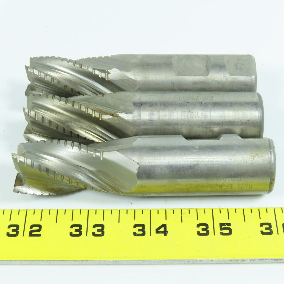 Resharpened 1" Square End Mill 5 Flute 1" Shank Lot of 3