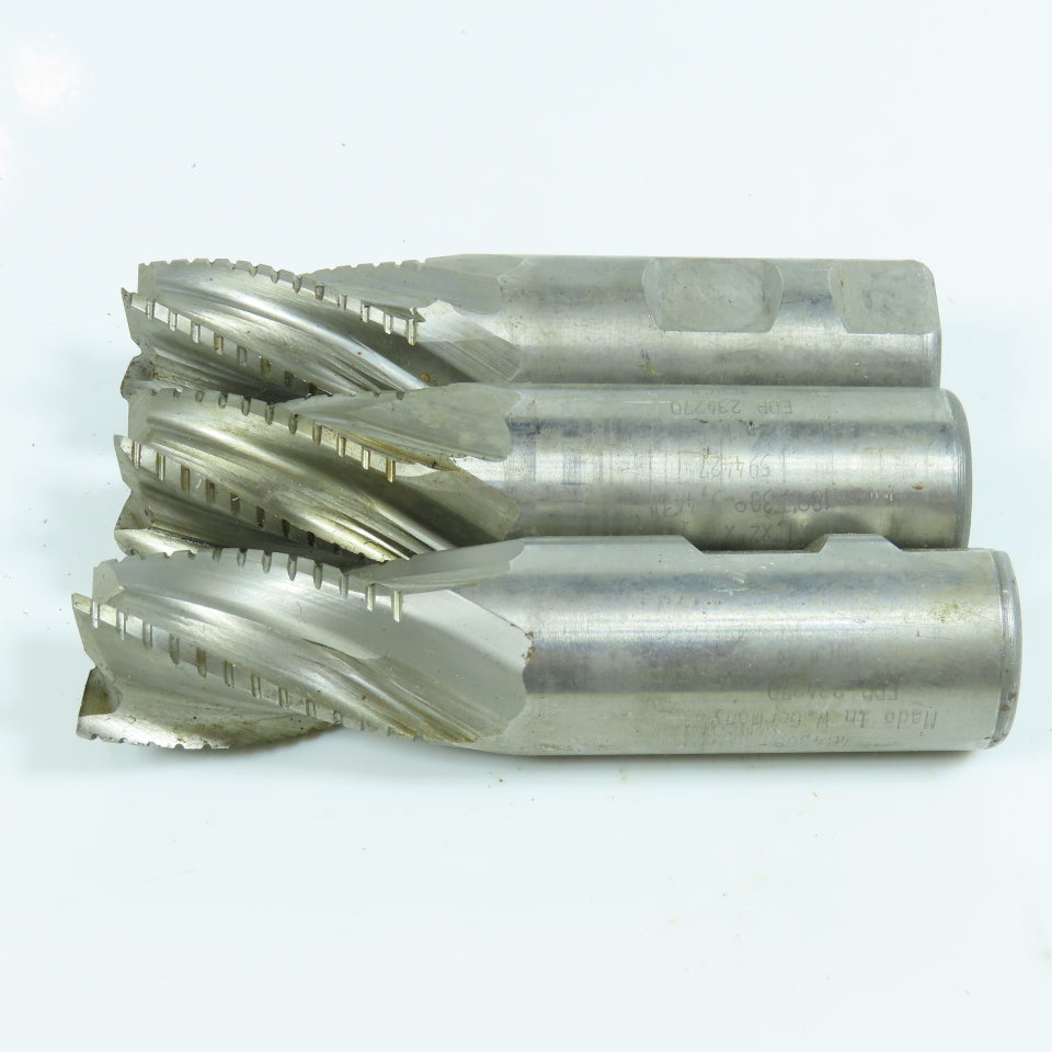 Resharpened 1" Square End Mill 5 Flute 1" Shank Lot of 3