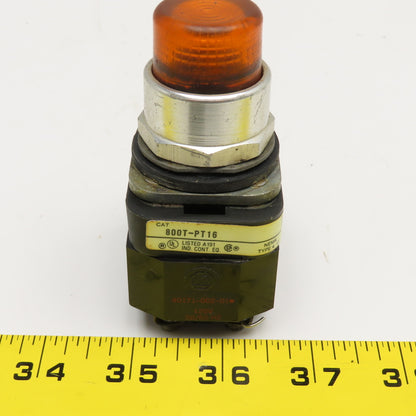 Allen Bradley 800T-PT16 600V Illuminated Push Button Switch Amber 120V Lamp