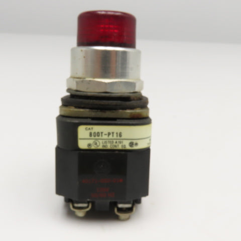 Allen Bradley 800T-PT16 600V Illuminated Push Button Switch Red 120V Lamp