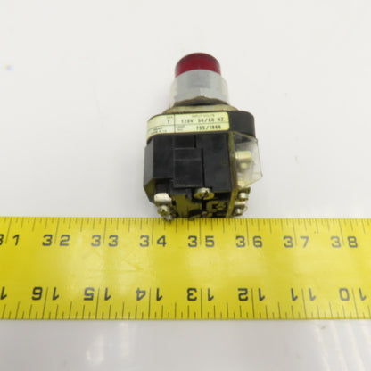 Allen Bradley 800T-PT16 600V Illuminated Push Button Switch Red 120V Lamp