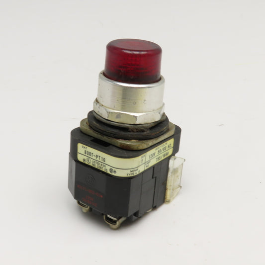 Allen Bradley 800T-PT16 600V Illuminated Push Button Switch Red 120V Lamp