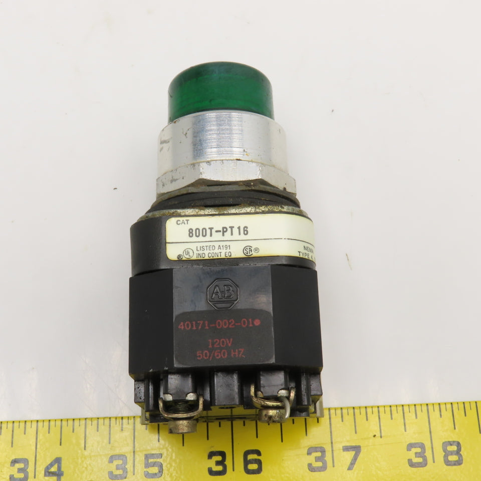 Allen Bradley 800T-PT16 600V Illuminated Push Button Switch Green 120V Lamp