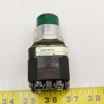 Allen Bradley 800T-PT16 600V Illuminated Push Button Switch Green 120V Lamp