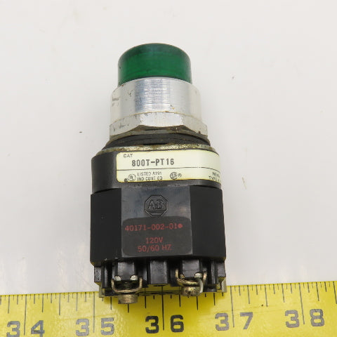 Allen Bradley 800T-PT16 600V Illuminated Push Button Switch Green 120V Lamp