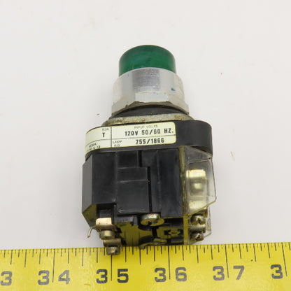 Allen Bradley 800T-PT16 600V Illuminated Push Button Switch Green 120V Lamp