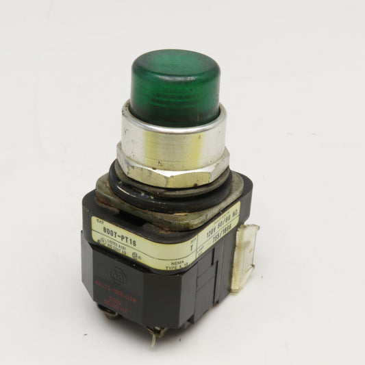Allen Bradley 800T-PT16 600V Illuminated Push Button Switch Green 120V Lamp