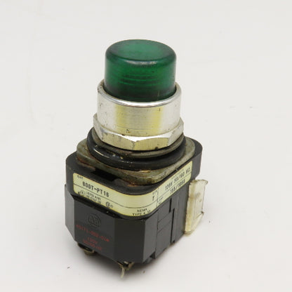 Allen Bradley 800T-PT16 600V Illuminated Push Button Switch Green 120V Lamp