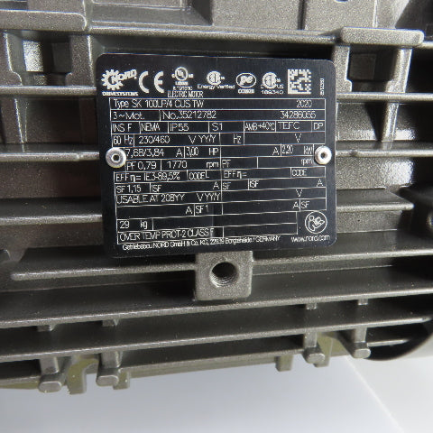 Nord SK 9032.1AZB-100L 3HP 59.17:1 Ratio Gear Reducer 29RPM Out 3PH 6321 Torque