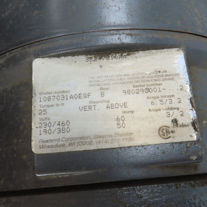 Lincoln D-1G9059CB 1-1/2HP AC Electric Motor 1675RPM 3PH 184CZY W/Brake 230/460V