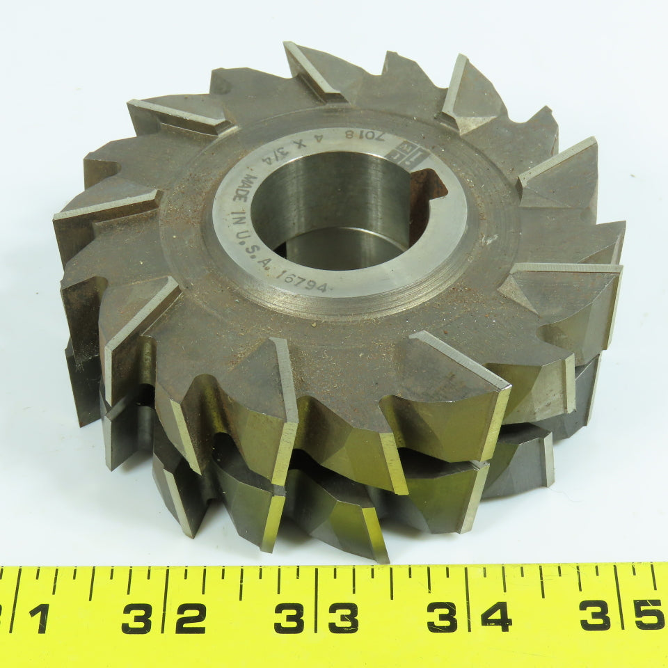 ITW 4"x 3/4"x 1-1/4" Slitting Saw Side Milling Cutter Staggered 18 Tooth Lot/2
