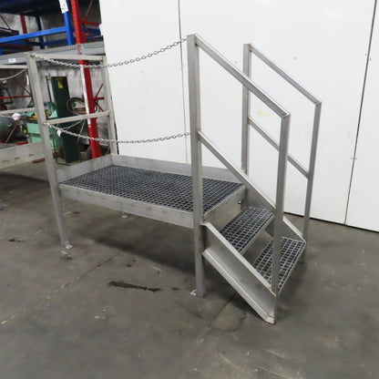 Aluminum Machine Approach Access Catwalk Ladder Platform 24"H x 28" W/2 Steps