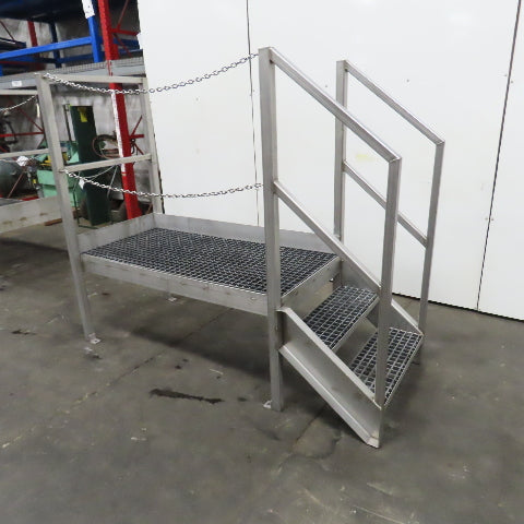 Aluminum Machine Approach Access Catwalk Ladder Platform 24"H x 28" W/2 Steps
