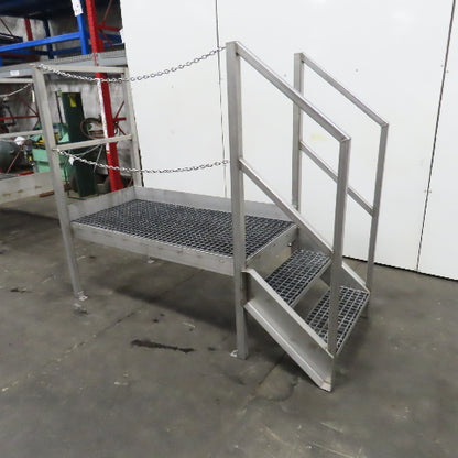 Aluminum Machine Approach Access Catwalk Ladder Platform 24"H x 28" W/2 Steps